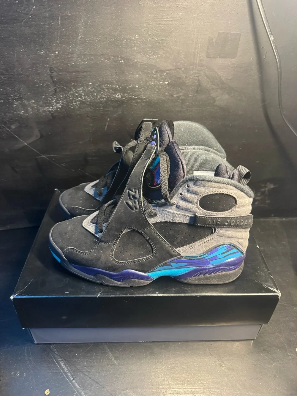 Air Jordan 8 Black & Teal Retro Basketball Shoes
